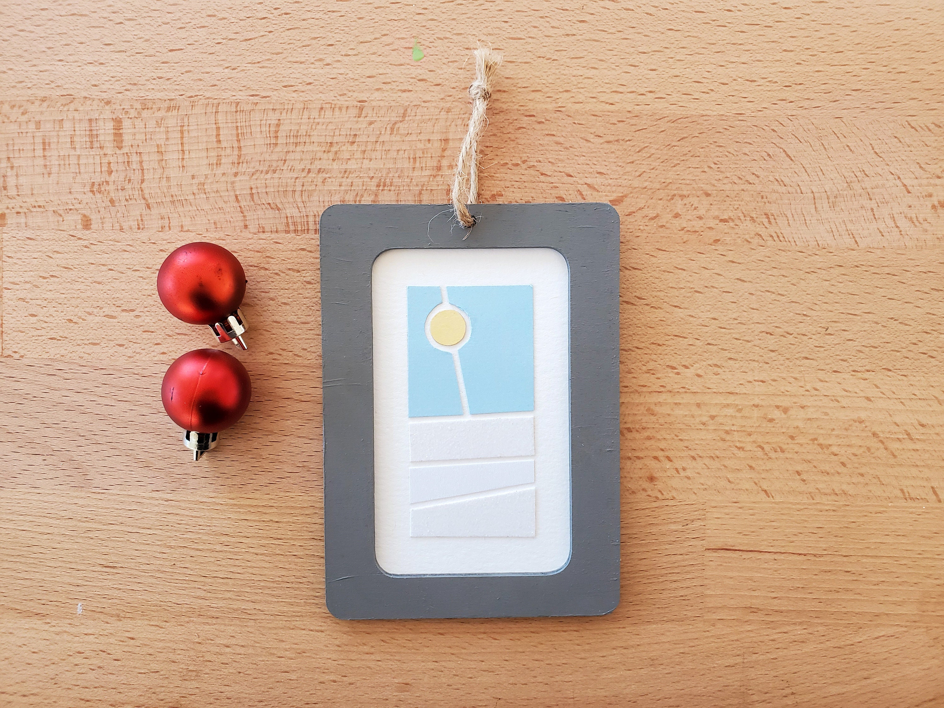 Ornement de Paysage Neige 015 | 3.5x5 - France Collage Art Abstrait Cadeau Géométrique Original Past