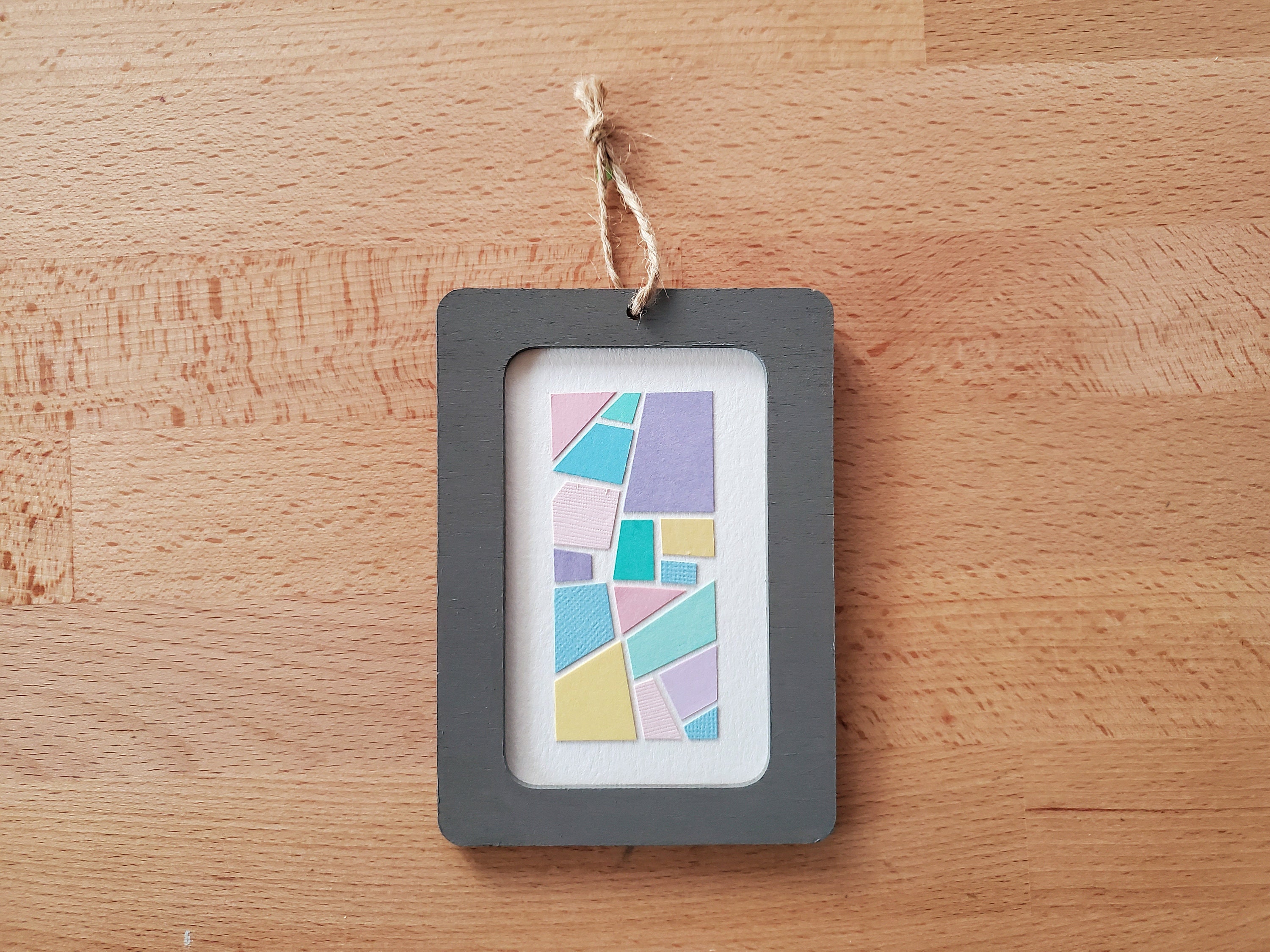 Ornement Abstrait Pastel 10 | 3.5x5 - France Collage Art Cadeau Géométrique Original de Noël