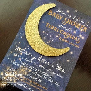 Invitaciones de la fiesta de bienvenida al bebé de la estrella y la luna / Decoraciones de la fiesta de bienvenida al bebé de la estrella y la luna