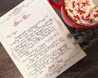 Letter from Santa Handwritten Calligraphy Completely Unique and Custom / Custom Letter from Santa / Letters from the North Pole / Authentic