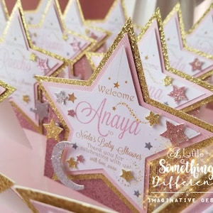 Twinkle Twinkle Little Star Decorazioni per baby shower Segnaposti / Forniture per feste per baby shower con stelle / Ti amo fino alla luna e ritorno / Decorazioni /