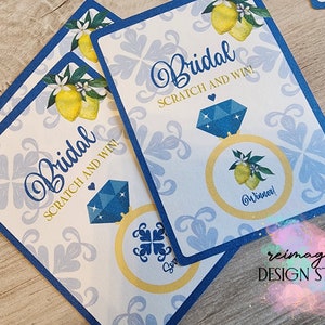 Côte amalfitaine | Été italien | Jeux de douche nuptiale | à gratter | Personnalisable | Personnalisé | Cartes de jeu |