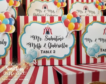 Carnival Circus Themed Place Cards Party Supplies Table Setting Place Setting Birthday Wedding