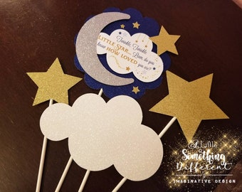 Twinkle Little Star Centerpiece Sticks Centerpieces / Baptism / Baby Shower / Christening Party Supplies / Decor / Decorations / Clouds