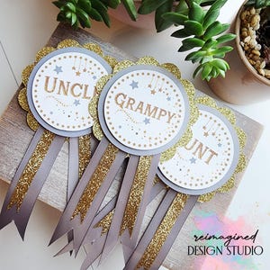 Baby Shower Pins |Twinkle Little Star Baby Shower Decorations | Gender Neutral Baby Shower Themes | Great Grandma Mommy to Be Daddy to Be