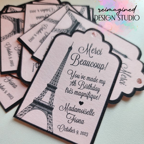 Parisian Thank You Tag / French Thank You Tag / Parisian Favor Tag / Pink Parisian Tag / Merci Favor Tags / French Favor Tag