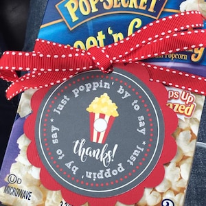 Popcorn Favor Tags / Lehrer Wertschätzung / Popcorn Party / Kreide / rot / schwarz / Geschenk / Party / Geburtstag / Filme / Baby Shower