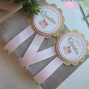 Baby Shower Corsage Pin | Baby Shower Button Pin | Baby Shower Pins for Guests | Pink Floral Baby Shower | Mommy to be | Grandma to be