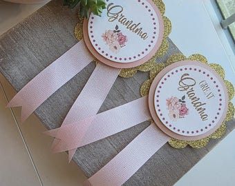 Baby Shower Corsage Pin | Baby Shower Button Pin | Baby Shower Pins for Guests | Pink Floral Baby Shower | Mommy to be | Grandma to be
