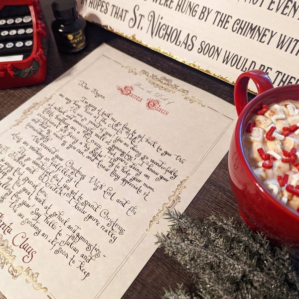 Letter from Santa Handwritten Calligraphy Completely Unique and Custom / Custom Letter from Santa / Letters from the North Pole / Authentic