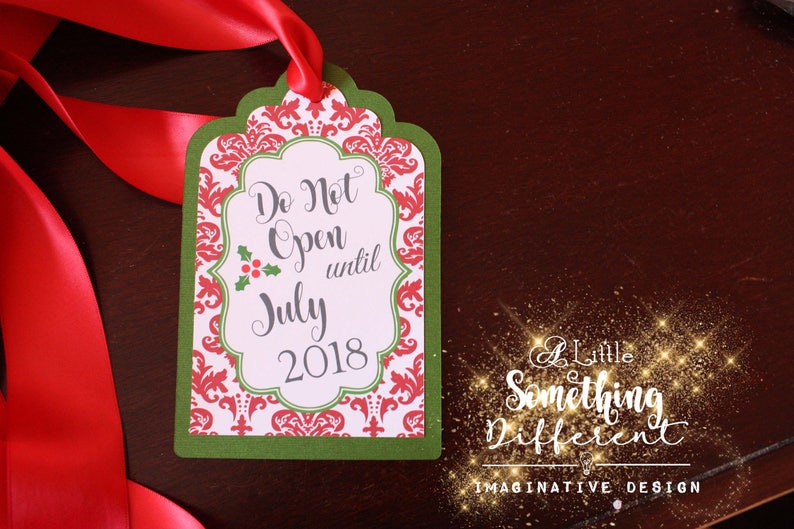 Christmas Maternity Photo Prop Tag / Do Not Open Until Christmas Maternity Tag / Pregnancy Photo Prop / Christmas Belly Tag image 4