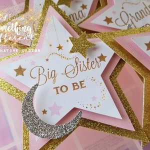 Corsage for Baby Shower | Baby Shower Pins for Family | Baby Shower Pins for Guests to wear | Twinkle Little Star | Moon and Star