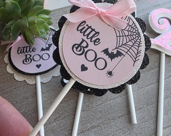 Adorno para cupcakes de Little Boo / Little Boo está a punto de nacer / Little Boo cumple dos años / Fiesta de Little Boo / Boo fantasma rosa de Halloween