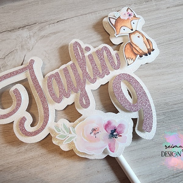 Woodland Animals Woodland Creatures Foxy Baby Floral Baby Shower Cake Topper Centerpiece Blush Pink Baby Girl