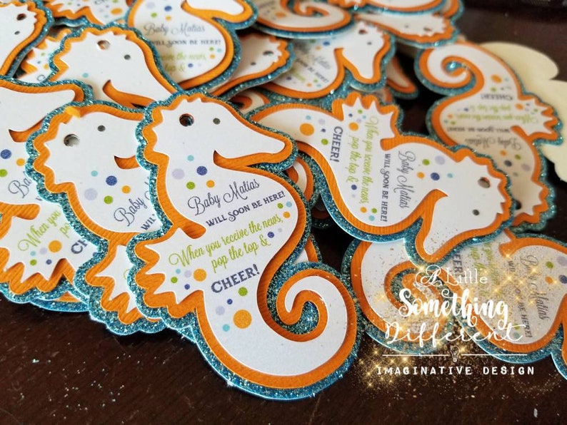 Seahorse Baby Shower Decorations Supplies Favor Tags Favors Etsy
