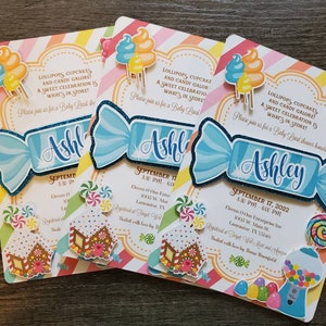 Candy Land Birthday Invitations: Glitter Sweet Shop Party