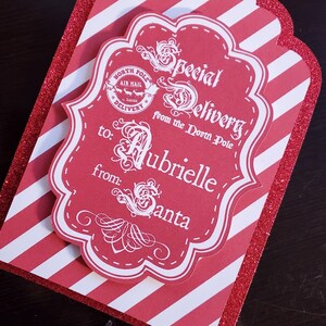Etiqueta de regalo de Papá Noel / Etiqueta de regalo de Navidad / Grande / Personalizable / Entrega especial / Etiquetas del Polo Norte
