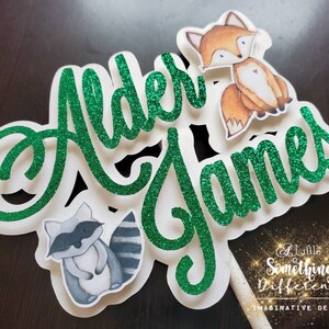 Woodland Animals Baby Shower Birthday Party | Cake Topper | Fox and Racoon
