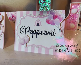 Pastel Circus Carnival Tent Cards | Pink and White | Girl's Birthday | Party | Wedding
