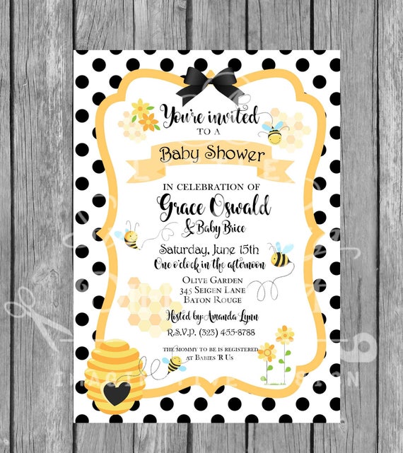 Baby Bee Gender Neutral Baby Shower Invitation Invite Etsy