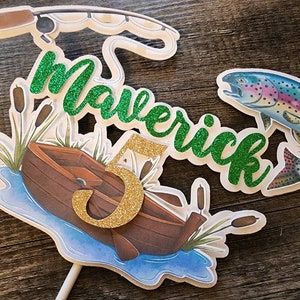 Gone Fishing Cake Topper Birthday Party Fishing Themed Party Cake Decoration Fish