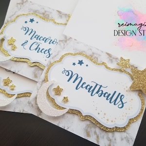 Twinkle Twinkle Little Star Babyparty-Dekorationen | Tischkarten | Ideen | Blau und Gold