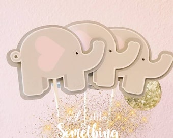 Pink Elephant Baby Shower Decorations / Supplies / Centerpieces / Decor / Pink / Gray / Baby Girl /