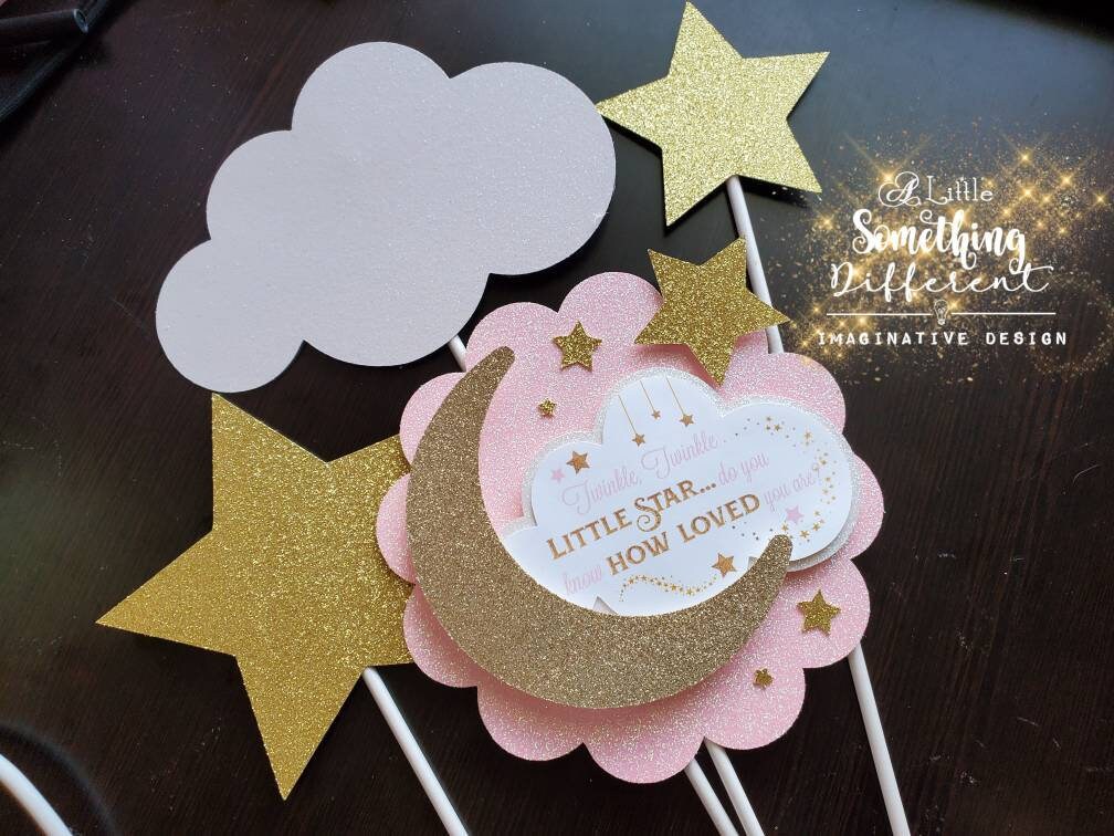 Twinkle Twinkle Little Star Baby Shower Decorations Birthday Pink and Gold Centerpieces Ideas