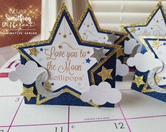 Twinkle Twinkle Little Star Babyparty-Dekorationen, Tischkarten / Stern-Babyparty-Partyzubehör / Love You to the Moon and Back / Dekor /