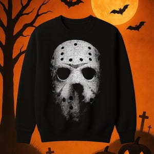 Jason Mask Sweatshirt | Classic Horror Crewneck | Vintage Grunge Halloween Sweatshirt | Horror Movie Fan Pullover | Spooky Season Sweater