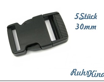 5 x Steckschließe 30mm - Schwarz