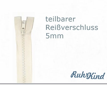 60cm - teilbarer Reißverschluss - Ecru