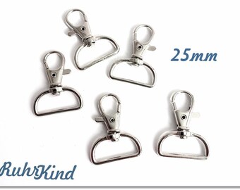 5 x carabiners - 25 mm - metal