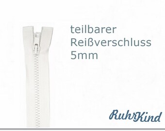 70cm - teilbarer Reißverschluss - Weiss