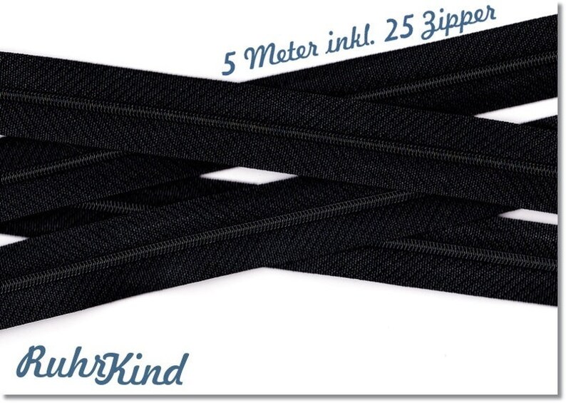 5 m continuous zipper 3 mm 25 zipper black image 1