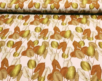 Viscose Jersey Golden Leaves Beige