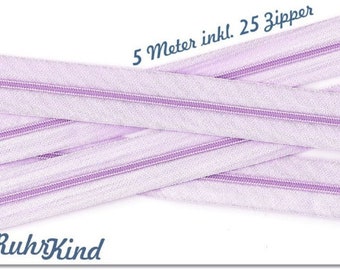 5 m endless zipper + 25 zipper lilacs