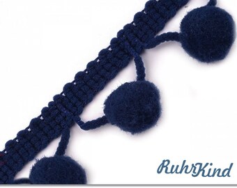 Pom pom border - navy - Ø 10 mm