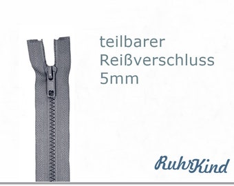 70cm - teilbarer Reißverschluss - Dunkelgrau