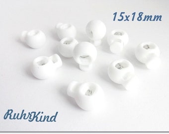 10 x Cord Stopper - 15 x 18 mm - White - Small