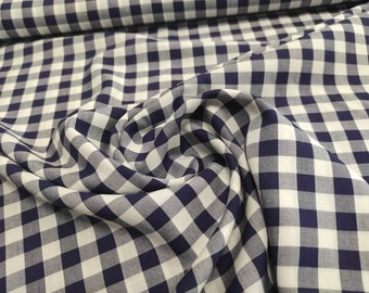 Viscose Check Marine Wit