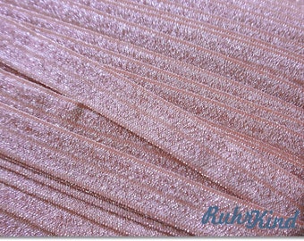 Elastic edging band - salmon glitter