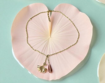 Collar con dije de palmera rosa