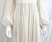 1970s Gunne Sax Floral Maxi Dress Cottagecore Calico Prairie Dress