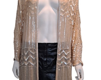 Diane Freis Beaded Silk Evening Duster Jacket