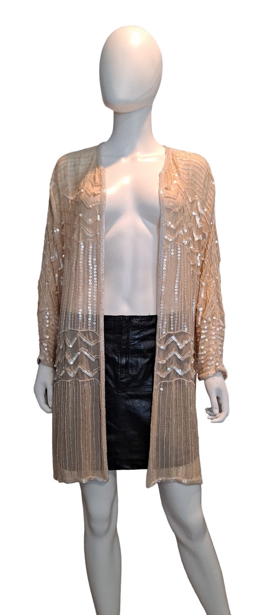 Diane Freis Beaded Silk Evening Duster Jacket