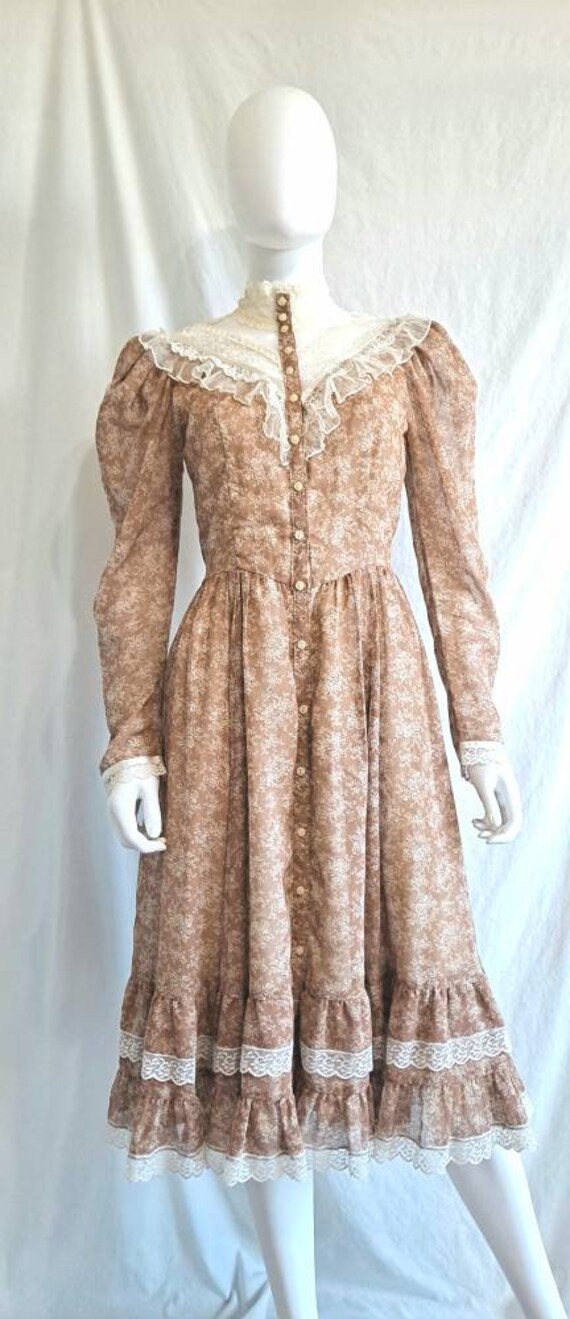 1970s Gunne Sax Prairie Midi Dress Cottagecore Cal