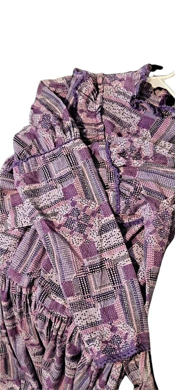 1970s Purple Prairie Maxi Dress Quilt Print Cotto… - image 10