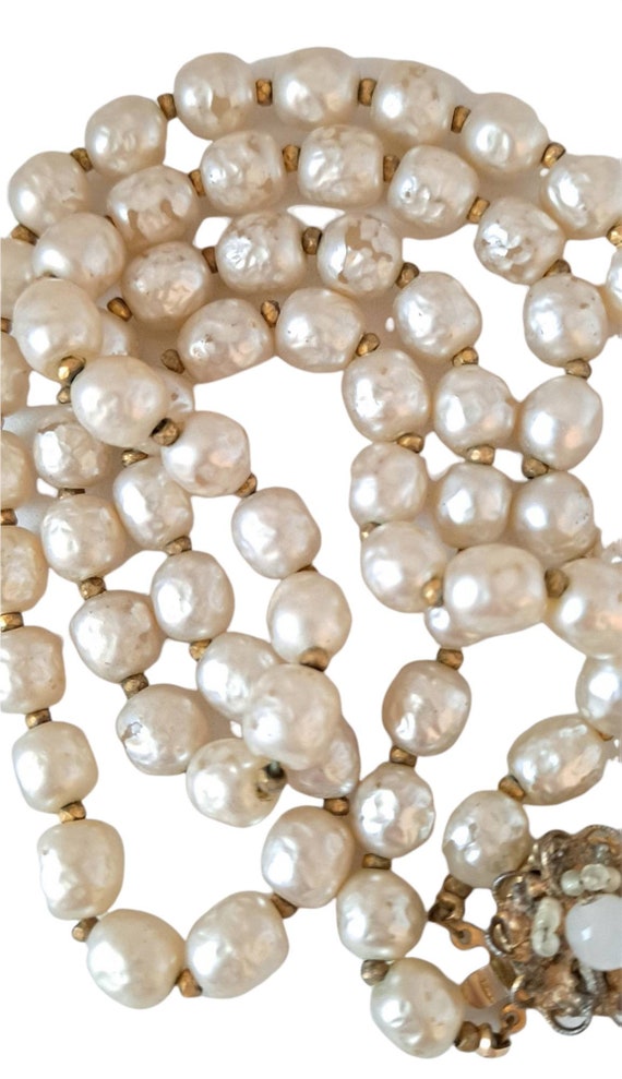 Miriam Haskell Baroque Pearl Multi Double Strand … - image 8