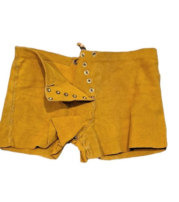 1970s Suede Mustard Yellow Hot Pants Low Rise Shorts Gem
